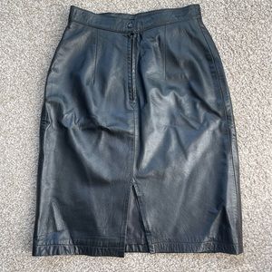 Ann Taylor leather knee-length pencil skirt